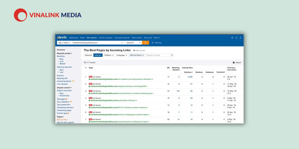 Bước 1: Kiểm tra các backlink gãy trên website và khôi phục chúng